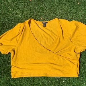 Yellow cropped shirt